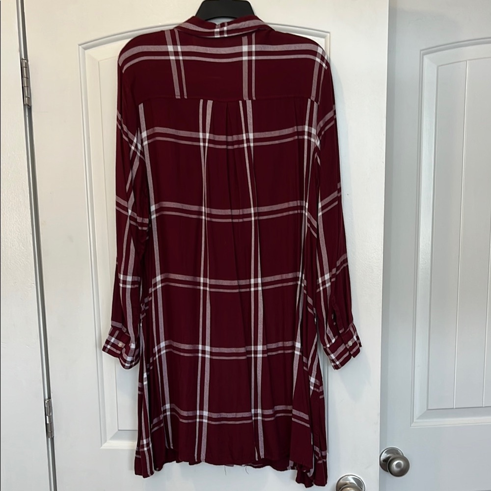 Old Navy Burgundy Plaid Shirt Dress - Picture 8 of 8